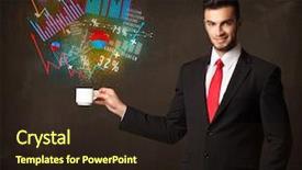  Presentation with cutout paper people standing around globe holding hands - PPT theme having energy accounting analysis - businessman standing and holding background and a wine colored foreground