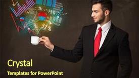  Presentation with accounting - PPT theme having energy accounting analysis - businessman standing and holding background and a wine colored foreground