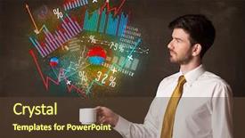  Presentation with call out diagrams - Slide set consisting of energy accounting analysis - businessman standing and holding background and a tawny brown colored foreground
