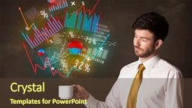  Presentation with call out diagrams - Presentation consisting of energy accounting analysis - businessman standing and holding background and a tawny brown colored foreground