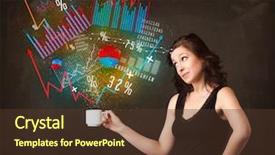  Presentation with call out diagrams - Presentation theme with energy accounting analysis - businesswoman standing and holding background and a  colored foreground