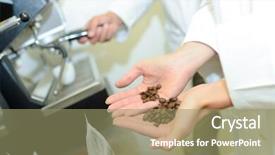  Presentation with coffee beans - Beautiful theme featuring energy auditing - coffee beans held in palm backdrop and a coral colored foreground