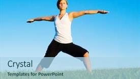  Presentation with complete - Presentation theme having energy balance - young woman doing yoga background and a light blue colored foreground
