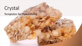  Presentation with healthy - Presentation enhanced with energy bars - healthy munchies isolated on white background and a lemonade colored foreground