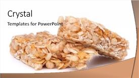  Presentation with muesli yoghurt and berries healthy - PPT theme enhanced with energy bars - healthy munchies isolated on white background and a white colored foreground