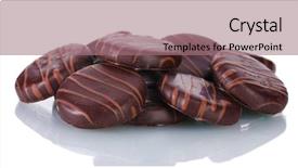  Presentation with energy bars - PPT theme enhanced with energy bars - hocolate cookies isolated on white background and a  colored foreground