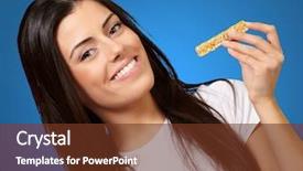  Presentation with energy bar - Slide set with energy bars - portrait of young woman eating background and a tawny brown colored foreground