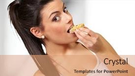  Presentation with energy bar - Slides with energy bars - young healthy girl eating background and a coral colored foreground