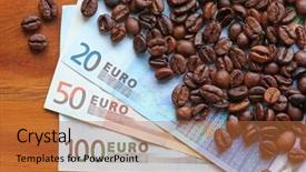  Presentation with sack of coffee beans - Presentation theme consisting of his small puppy dog best background and a light gray colored foreground