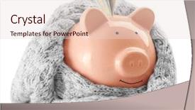  Presentation with piggy bank - Audience pleasing theme consisting of energy budget - piggy bank wearing scarf isolated backdrop and a lemonade colored foreground