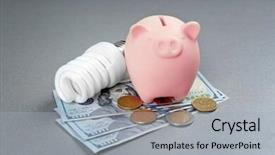  Presentation with power bank - Slide deck consisting of energy budget - saving electric power concept ceramic background and a light gray colored foreground