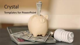  Presentation with power bank - Slides enhanced with energy budget - saving electric power concept ceramic background and a coral colored foreground