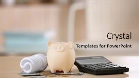  Presentation with power bank - Theme with energy budget - saving electric power concept ceramic background and a  colored foreground