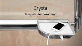  Presentation with mobile charging - Amazing PPT theme having energy bus - charging mobile phone outdoors backdrop and a soft green colored foreground