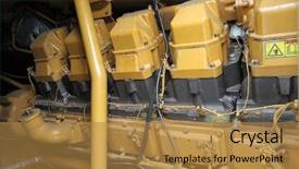  Presentation with engine - Presentation theme consisting of energy bus - detail of a big engine background and a gold colored foreground