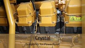  Presentation with engine - Beautiful slide deck featuring energy bus - detail of a big engine backdrop and a coral colored foreground