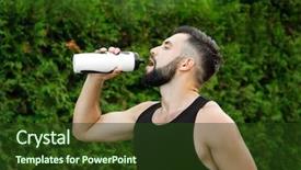  Presentation with running water engineering - Theme enhanced with energy bus - handsome man drinking water background and a tawny brown colored foreground
