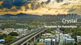  Presentation with hong kong kota - Amazing presentation theme having energy bus - hong kong cityspace and speed backdrop and a  colored foreground