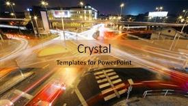  Presentation with intersection - PPT theme having energy bus - intersection at night background and a gold colored foreground