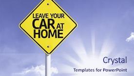 Presentation with leave - Beautiful presentation design featuring energy bus - leave your car at home backdrop and a sky blue colored foreground
