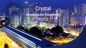  Presentation with urban train - Slide set having energy bus - long ping hong kong urban background and a navy blue colored foreground