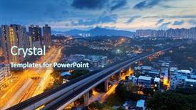  Presentation with urban train - Presentation theme featuring energy bus - long ping hong kong urban background and a ocean colored foreground