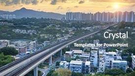  Presentation with urban train - Cool new PPT theme with energy bus - long ping hong kong urban backdrop and a ocean colored foreground