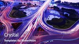  Presentation with road bus - Slides featuring energy bus - road junction at evening background and a violet colored foreground