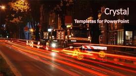  Presentation with bus - Colorful slide deck enhanced with energy bus - working area in traffic backdrop and a wine colored foreground