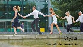  Presentation with team hands - Theme having energy company - business team running background and a coral colored foreground