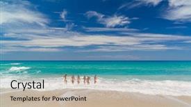  Presentation with girls running - Cool new theme with energy company - summer vacation group of six backdrop and a  colored foreground