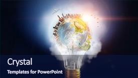  Presentation with power media - Slide deck featuring energy concept mixed media background and a navy blue colored foreground