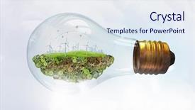  Presentation with renewable energy atmospheric pollution concept - Beautiful PPT theme featuring energy concept with windmills inside backdrop and a sky blue colored foreground