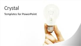  Presentation with energy conservation - Theme enhanced with energy conservation white - bulb in hand background and a white colored foreground