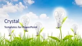  Presentation with energy conservation - Beautiful presentation featuring energy conservation white - eco concept -light bulb grow backdrop and a sky blue colored foreground