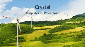  Presentation with wind turbines - Presentation featuring energy conservation white - wind turbines farm on hill background and a  colored foreground