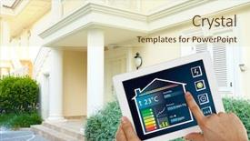  Presentation with home automation - Colorful presentation design enhanced with energy controller or remote home backdrop and a soft green colored foreground