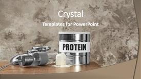  Presentation with protein shake - Slide deck with energy drink cans - composition with protein powder bottle background and a gray colored foreground