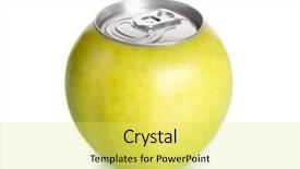  Presentation with golden apple - Amazing PPT layouts having energy drink cans - fresh golden delicious apple can backdrop and a yellow colored foreground