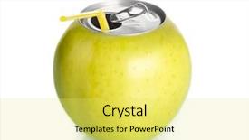  Presentation with golden apple - Slide deck consisting of energy drink cans - fresh golden delicious apple can background and a yellow colored foreground