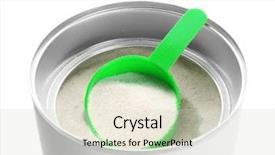  Presentation with protein - Colorful PPT layouts enhanced with energy drink cans - measuring scoop and can backdrop and a soft green colored foreground