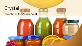  Presentation with energy drink - Presentation consisting of energy drink cans - mixed from many fresh fruits background and a yellow colored foreground