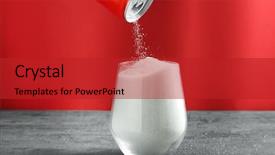  Presentation with sugar - PPT theme consisting of energy drink cans - pouring sugar from can background and a crimson colored foreground