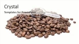  Presentation with coffee beans - Amazing slides having energy drink consumption - coffee beans isolated on white backdrop and a cream colored foreground