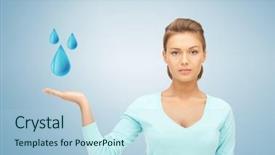  Presentation with blue drops - PPT theme featuring hand of an imprisoned gorilla through the cage background and a coral colored foreground