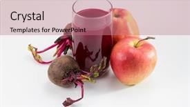  Presentation with beetroot - Audience pleasing presentation theme consisting of energy drink minnerals vitamins - beetroot apples and beetroot juice backdrop and a  colored foreground