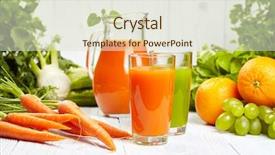  Presentation with juice - PPT layouts consisting of energy drink minnerals vitamins - carrot juice on white wood background and a  colored foreground