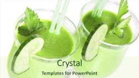 Presentation with smoothie - Beautiful slides featuring energy drink minnerals vitamins - delicious vegetable smoothie from green backdrop and a  colored foreground