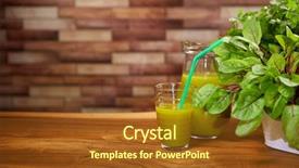  Presentation with green organic chemistry - Slide deck consisting of energy drink minnerals vitamins - fresh organic green smoothie background and a tawny brown colored foreground