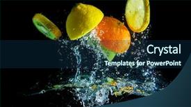  Presentation with fruit water - Amazing PPT layouts having energy drink minnerals vitamins - fruit splashing in the water backdrop and a  colored foreground